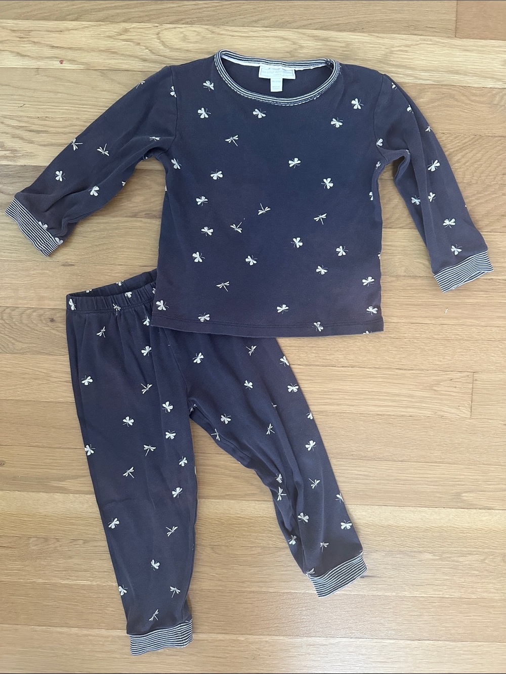 Navy Dragonfly Two-Piece Kids Pajama Set from the White Company London